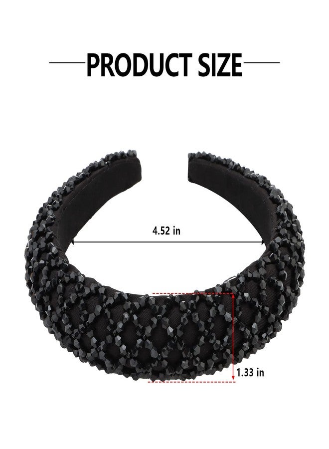 YISSION 1PC Black Rhinestone Headband for Women Girls Non Slip Head Bands Fashion Jeweled Hairband Sparkly Crystal Headbands for Women Bling Hair Accessories for Women Girls Wedding Prom Holiday - Image 2