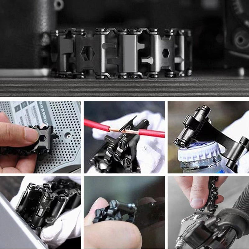 Ozzagar Multitool Bracelet 29 in 1 Tools Bracelet for Men and Women, Stainless Steel Multi-Functional Tool, Utility Wrist Survival Band for Sailing Travel Camping Hiking-Black - Image 2