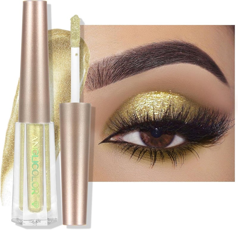 Anglicolor Liquid Glitter EyeshadowHighly Pigmented Glitter Gel Diamond EyeshadowBlend with eyeliner for a sparkling eye lookVegan 01 Light Good