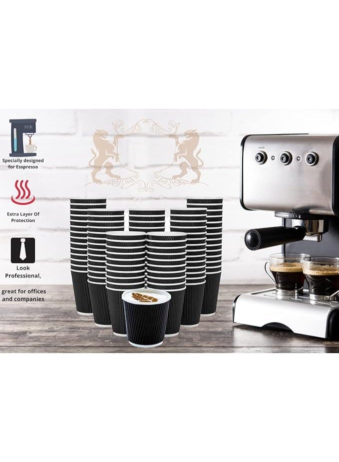 بيير دونا أكواب قهوة إسبريسو ريبل للاستخدام مرة واحدة، 4 أونصة - أكواب ورقية مزدوجة معزولة ومقاومة للحرارة للقهوة العربية والإسبريسو، لون أسود (100 قطعة) - Image 3