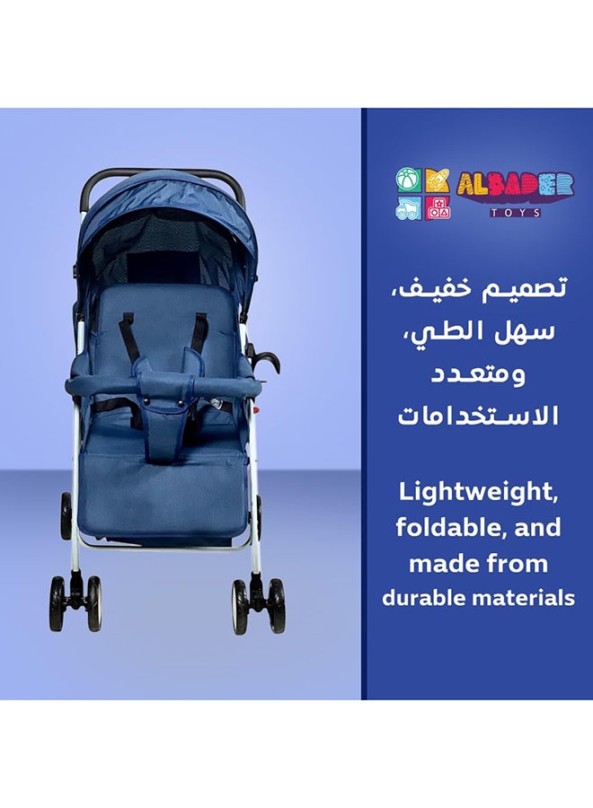 AL BADER Lightweight Foldable Travel Baby Strollers With Adjustable Backseat And Storage Basket Perfect Baby Travel Gear And Umbrella Stroller, Blue - Image 4