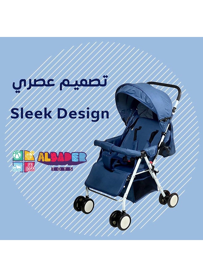 AL BADER Lightweight Foldable Travel Baby Strollers With Adjustable Backseat And Storage Basket Perfect Baby Travel Gear And Umbrella Stroller, Blue - Image 3