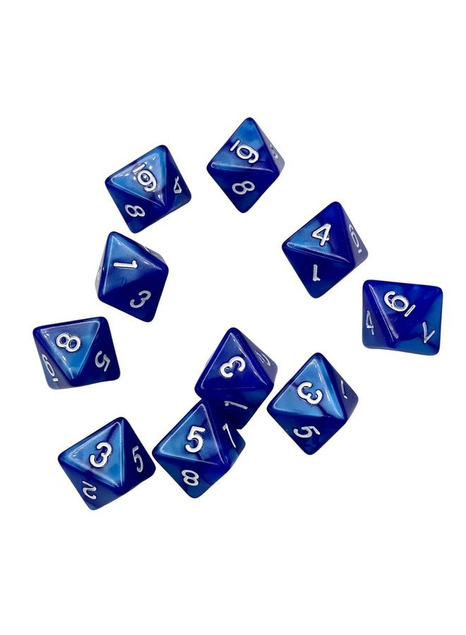 Marsrut 10 Pieces D8 Polyhedral Dice Set - 8 Sided Dice with Numbers | Ideal for Board Games, Classroom Activities, Party Table & Gaming Fun (Color: Blue, Size: 1.6cm/0.63in)  - Image 1