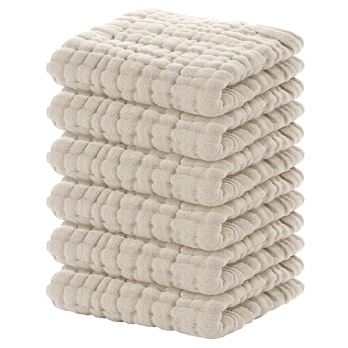 Yoofoss Muslin Baby Washcloths 100 Organic Cotton Face Towels 6 Pack Wash Cloths for Baby 12x12in Soft and Absorbent Baby Wipes Apricot - Image 1