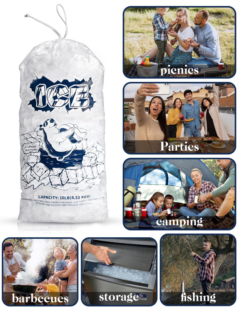 FireKylin Ice Bags 5lb with Drawstring,50 Pack Plastic Ice Bags for Ice Storage - Image 4