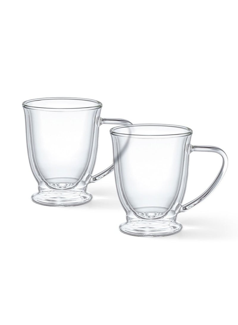 Fissman 2pc Double Wall Mugs Set 270 ml Borosilicate Glass - Image 2