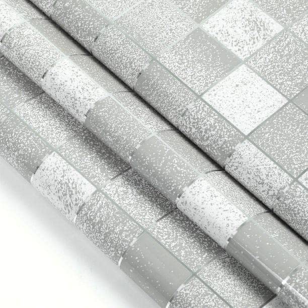 GIYANZA Kitchen Sheets for Shelves Waterproof Wallpaper Cupboard Wardrobe Anti Slip mat for Kitchen Cabinet Shelf Liners Sheet roll for Floor Platform Fridge Pack of 2 Silver Chex - Image 3