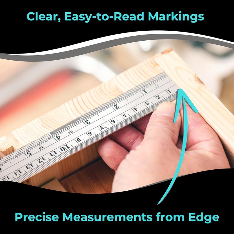 NOKKO 6 Inch Metal Ruler Bulk Set - 50-Pack of Compact 6-Inch / 15cm Stainless Steel Rulers - Precise Edge-Starting Imperial & Metric Measurements - Essential for Classrooms, Workshops, and Offices - Image 3