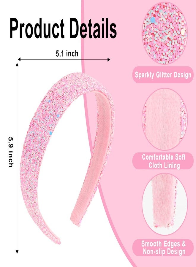 Uintoon Girls Headbands, 3PCS Headbands for Girls Women Glitter Pink Rainbow White Headband Sparkly Sequin Headband Hair Accessories - Image 2