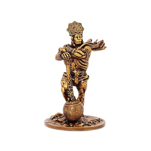 Artarium Bahubali Hanuman Ji Murti Divine Pavan Putra Lord Bajrangbali Sankat Mochan Murti Handcrafted Idol for Home Temple Desk Car Dashboard (Height: 4 Inch, Antique) - Image 1