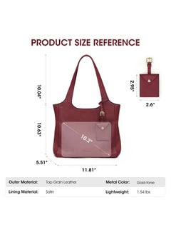 Kattee Soft Genuine Leather Shoulder Bag for Women Totes Hobo Purses and Handbags with Coin Pouch Wine Red  - Image 3