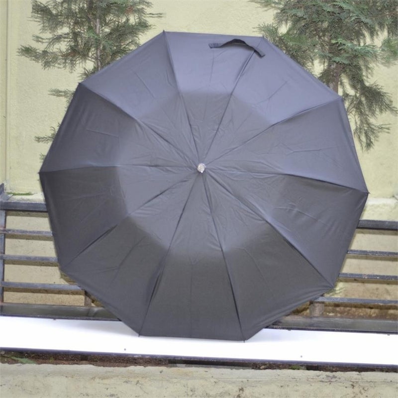 Çanta Yurdu Semi-Automatic Polyamide Fabric 10 Wire Umbrella Black  - Image 5