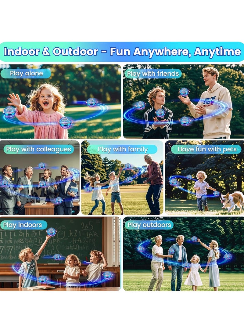لعبة الكرة الطائرة، كرة تحوم يتم التحكم فيها يدويًا مع أضواء LED، كرة أرضية تدور 360 درجة، طائرة بدون طيار صغيرة رائعة للأطفال، هدية مثالية لأعياد الميلاد والاحتفالات للأولاد والبنات - Image 4
