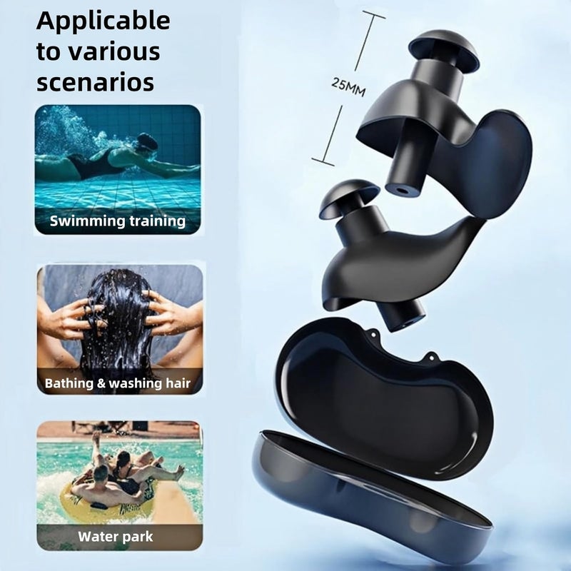 JDLYEVER Swimming Ear Plugs and Nose Clip Set, 3-Pack, Water-Proof Silicone Ear Plugs, Noise Reduction Sleep Ear Plugs, Anti-Water for Swimming, Snorkeling, and Water Sports, Comfortable & Secure Fit - Image 2