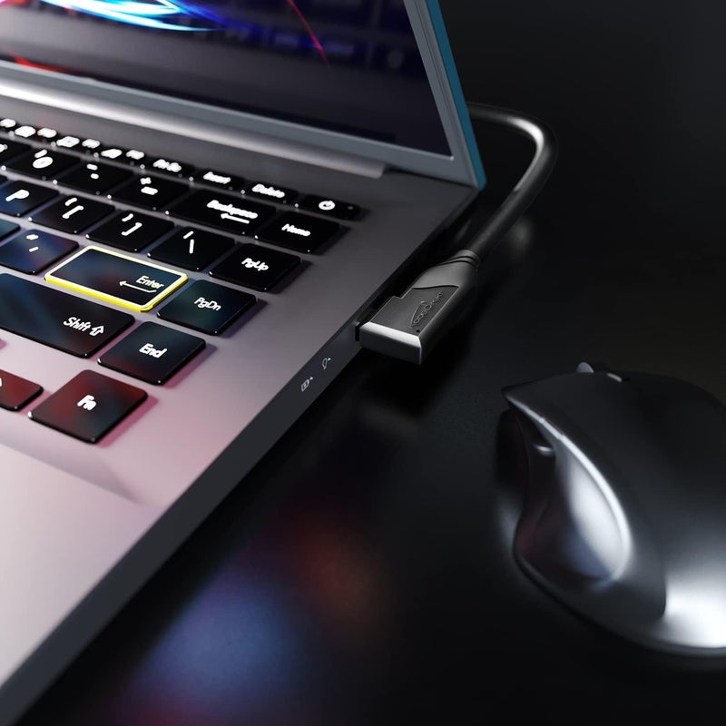 كيبل دايركت كابل كابل دايركت - كابل USB-C بزاوية متعددة الاستخدامات، USB 3.2 Gen 2x2 - 0.5 متر (ينقل البيانات/فيديو 4K بسرعة 20 جيجابت في الثانية، PD3.1 لشحن 240 واط، يعمل ككابل بيانات/شحن/شاشة، أسود) - Image 4