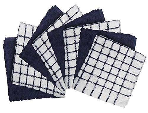 Bumble Towels Bumble Dish Towels & Dish Cloths (8 Pack) | 100% Cotton Kitchen Towels | 12" x 12" | 405 GSM | Soft, Highly Absorbent & Durable Rags for Washing Dishes | Navy - Image 2