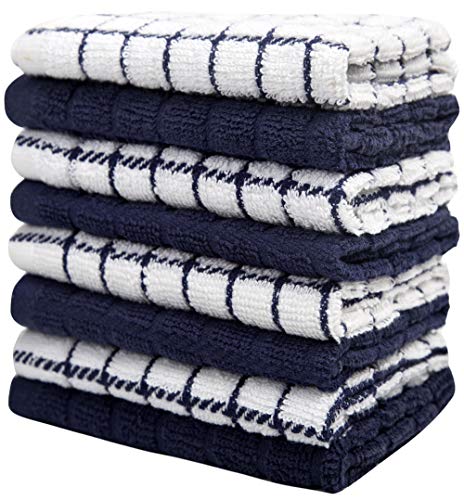 Bumble Towels Bumble Dish Towels & Dish Cloths (8 Pack) | 100% Cotton Kitchen Towels | 12" x 12" | 405 GSM | Soft, Highly Absorbent & Durable Rags for Washing Dishes | Navy - Image 5