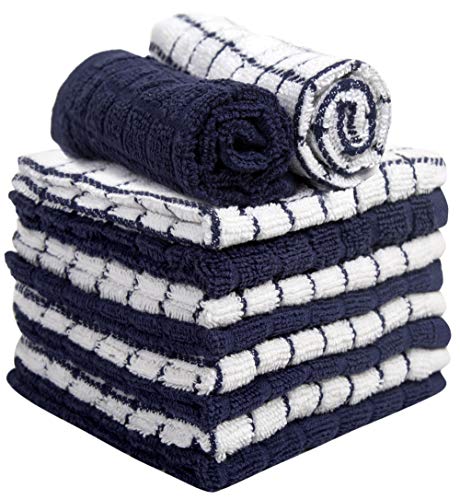 Bumble Towels Bumble Dish Towels & Dish Cloths (8 Pack) | 100% Cotton Kitchen Towels | 12" x 12" | 405 GSM | Soft, Highly Absorbent & Durable Rags for Washing Dishes | Navy - Image 4