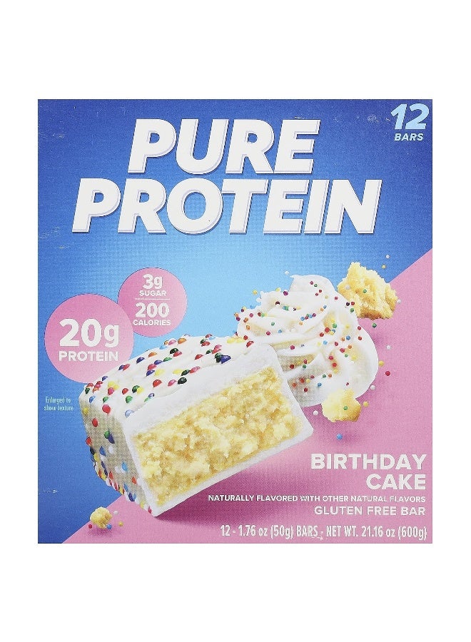 Pure Protein Pure Protein, Gluten Free Bars, Birthday Cake, 12 Bars,1.76 oz (50 g) Bars  - Image 1