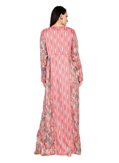 HANA & SARA ELEGANT UNIQUE PRINTED LONG SLEEVE STYLISH ARABIC KAFTAN JALABIYA DRESS  - Image 2