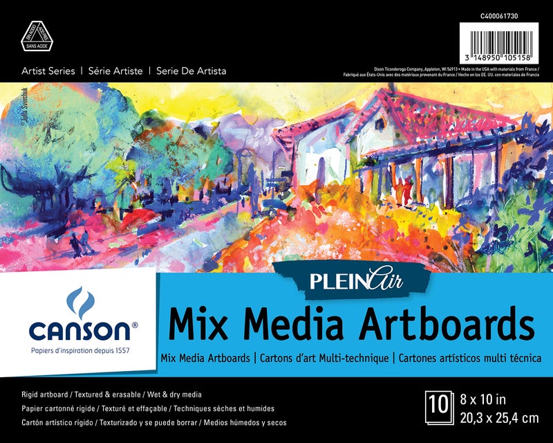 Canson Artist Series Plein Air Mixed Media Paper, Fold Over Art Board, 8x10 inches, 10 Sheets - Artist Paper for Adults and Students - Watercolor, Gouache, Graphite, Ink, Pencil, Marker