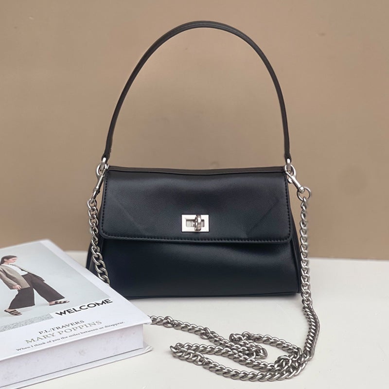 Genuine Leather Women'S Bag Paris Home Same Style Small Square Bag Russian Fashion Casual Chain Shoulder Bag Underarm Bag Crossbody Bag - Image 1