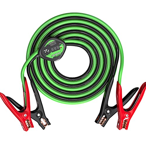 AWELTEC Heavy Duty Jumper Cables,6 Gauge 16 Feet Booster Cable,Automotive Wire for Cars Trucks with Digital Battery Tester,Smart Safety Protector,Carry Bag,Safety Gloves and Iron Brush - Image 1