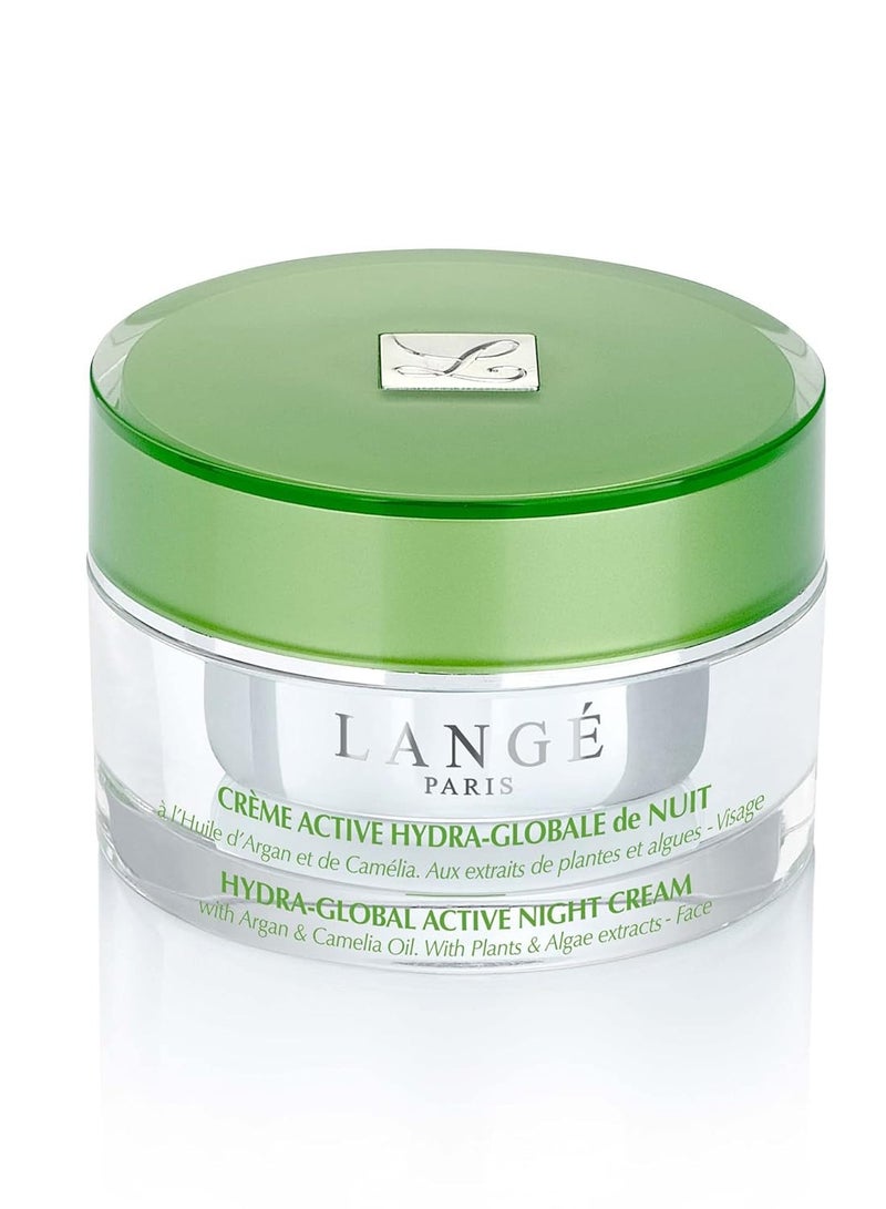 LANGE LANGE Hydra-Global Active Night Cream-Soothing,Emollient,Overnight Intensive Moisturizer-Infused With Nourishing Argan And Camellia Oils-Wrinkle-Reducing,Firming Dry Skin Corrector-1.7 Oz