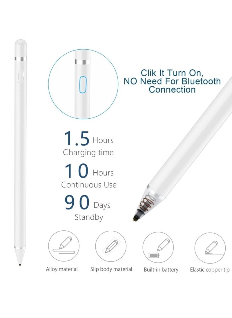 LIXES Stylus Pen Compatible with iPad Apple pencil Touch Screen Pen Capacitive Rechargeable Styli with 1.5mm Ultra Fine Tips Compatible with iPads/Tablets/iPhones/Samsung/Lenovo/LG&HTC with Two Caps  - Image 2