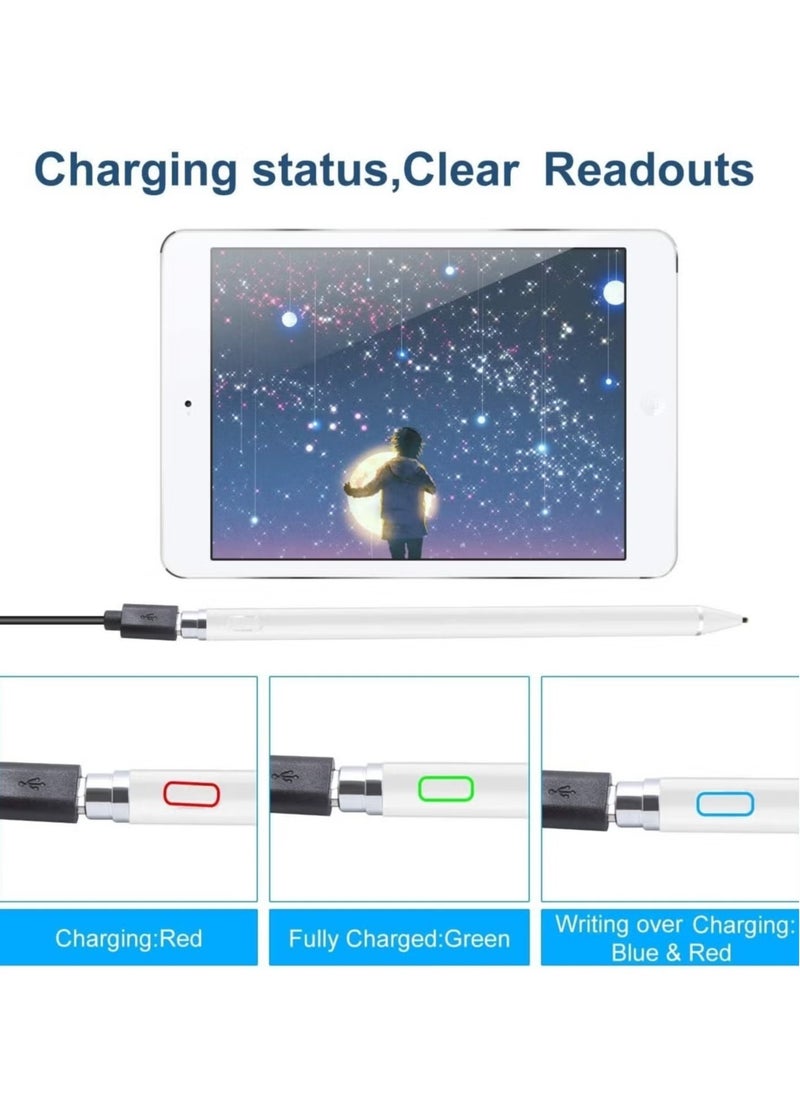 LIXES Stylus Pen Compatible with iPad Apple pencil Touch Screen Pen Capacitive Rechargeable Styli with 1.5mm Ultra Fine Tips Compatible with iPads/Tablets/iPhones/Samsung/Lenovo/LG&HTC with Two Caps  - Image 3