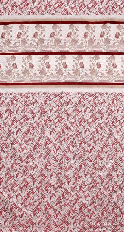Exporthub Jute Curtains for Door 7 Feet Long Set of 2 Maroon Flowers Heavy Quality Jute Jacquard Curtains EHSPR979_74 - Image 3