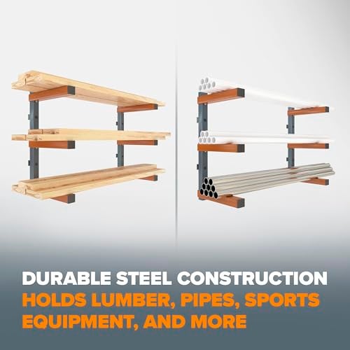 Bora Lumber Storage Rack for Garage Organization - 2 Pack of 3 Level Wall Mount Wood Rack - PBR-0315 - Image 3