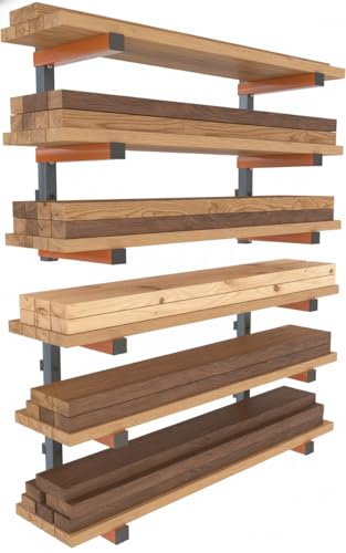 Bora Lumber Storage Rack for Garage Organization - 2 Pack of 3 Level Wall Mount Wood Rack - PBR-0315 - Image 2