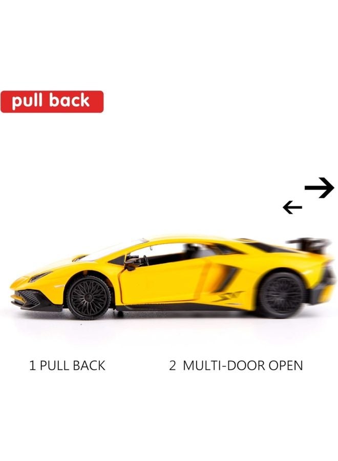 1:36 سبيكة السيارة الرياضية نموذج , سحب مرة أخرى لعبة السيارة , نموذج السيارة للأطفال فتى فتاة هدية , شاشة جمع , صفراء 12 سم * 5 سم * 3 سم ﻿ - Image 4
