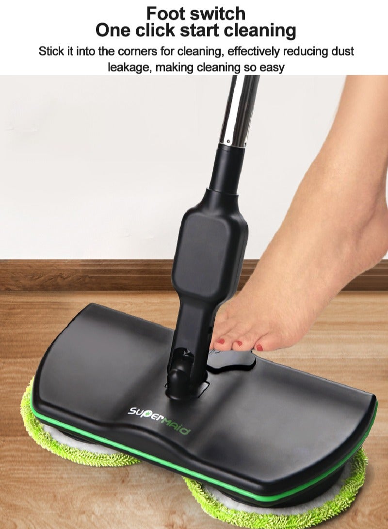 SUPERMAID 2-in-1 Cordless Electric Mop Sweeper 180° Swivel Steering 2000mAh QFR-18-5 Black - Image 5