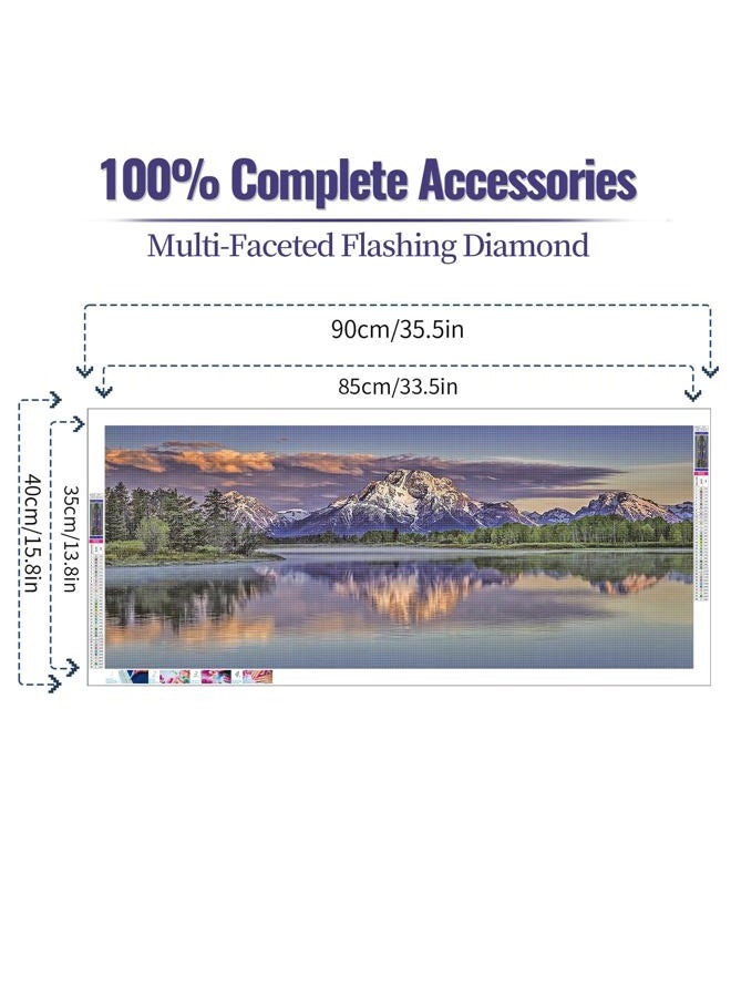 JATOK 5D Diamond Painting Kits for Adults DIY Large Mountain Full Round Drill (35.5 x 15.7 inch) Crystal Rhinestone Embroidery Pictures Arts Paint by Number Diamond Art Kits for Home Wall Decor - Image 2