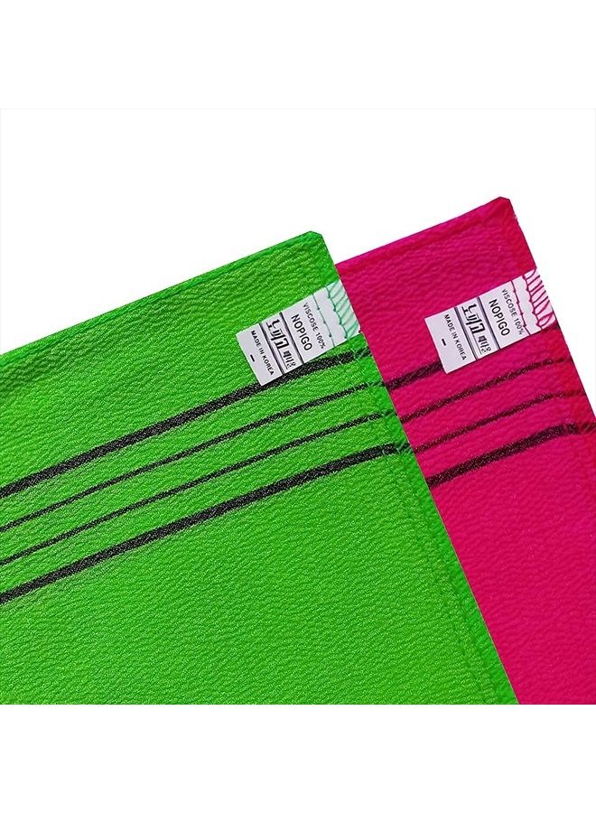 NOPIGO Korean Exfoliating Body Scrubber for Shower/ 4pcs(green2+red2), Asian Exfoliating Bath Washcloth for Dead Skin, Bath Sponge, Exfoliating Mitt Glove  - Image 2