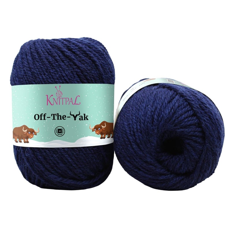 OffTheYak Wool Yarn for Crocheting 3Pack 360Yds  300G Free Patterns  Wool Acrylic Blend Yarn for Knitting  4 Medium Worsted Weight  Midnight Blue