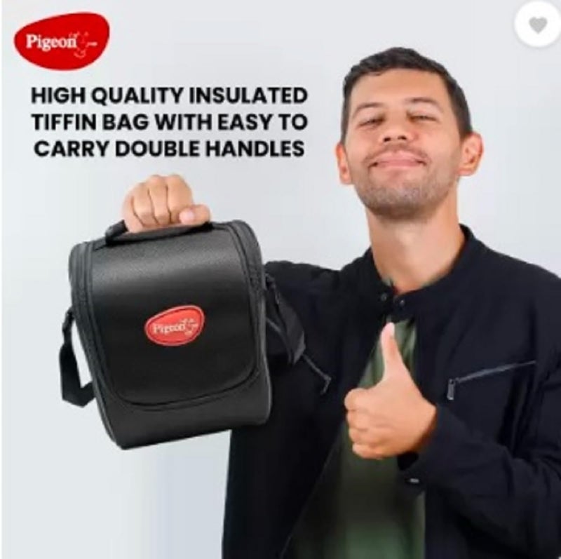 pigeon Pigeon by Stovekraft Heat and Treat Lunch Box Pack of 4 Microwave Safe, Leak Proof| 600ml,400ml,250ml,100ml | 750ml Black Bottle (1 year Warranty)  - Image 2