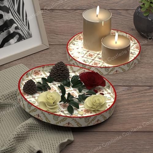 Castleite Ember Decorative Round Wooden Tray Set of 2 Handcrafted Trays for Serving, Use in Kitchen, Dining Table, Decor or Storage - Epoxy Resin Coated - Large, Small (Majestie) - Image 3