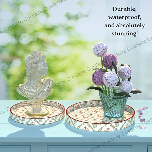 Castleite Ember Decorative Round Wooden Tray Set of 2 Handcrafted Trays for Serving, Use in Kitchen, Dining Table, Decor or Storage - Epoxy Resin Coated - Large, Small (Majestie) - Image 4