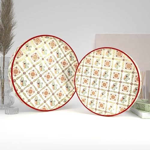 Castleite Ember Decorative Round Wooden Tray Set of 2 Handcrafted Trays for Serving, Use in Kitchen, Dining Table, Decor or Storage - Epoxy Resin Coated - Large, Small (Majestie) - Image 1