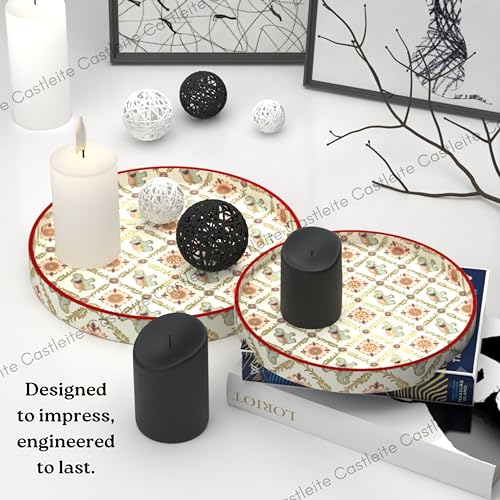 Castleite Ember Decorative Round Wooden Tray Set of 2 Handcrafted Trays for Serving, Use in Kitchen, Dining Table, Decor or Storage - Epoxy Resin Coated - Large, Small (Majestie) - Image 5