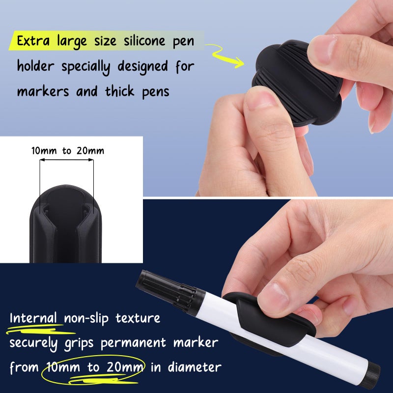 AIERSA Large Silicone Marker Holder for White Board, Dry Erase Adhesive Marker Holder, Marker Holder for Classroom Desk, Clipboard, Lockers, Wall, Single Marker Holder for School Office Supplies - Image 3
