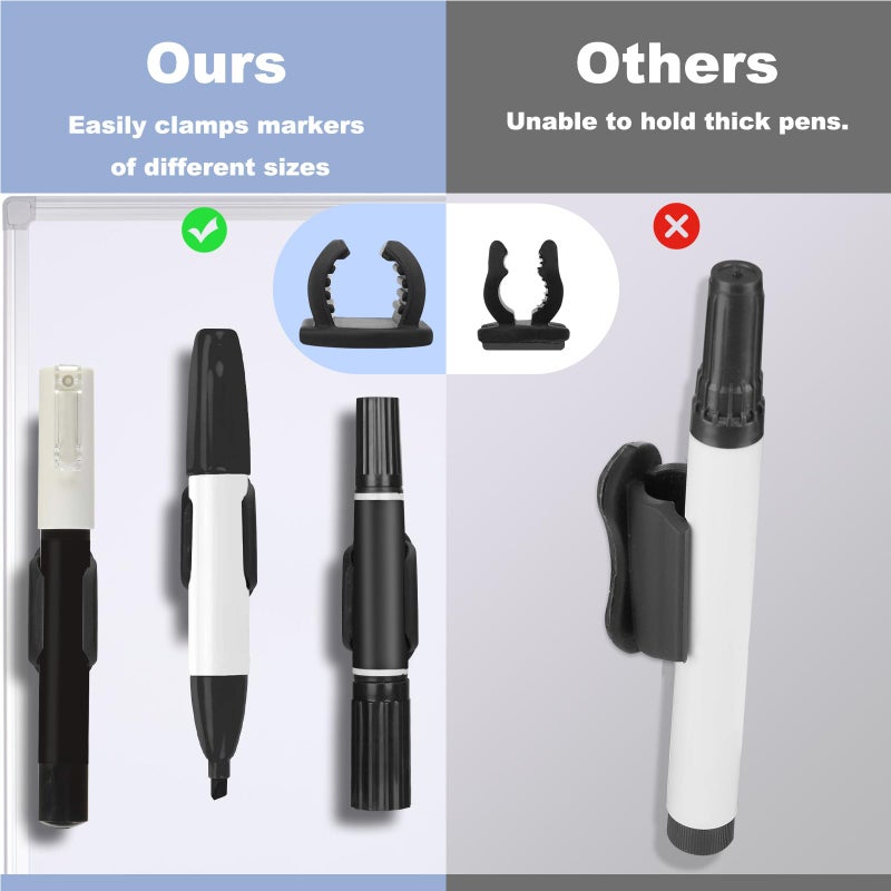 AIERSA Large Silicone Marker Holder for White Board, Dry Erase Adhesive Marker Holder, Marker Holder for Classroom Desk, Clipboard, Lockers, Wall, Single Marker Holder for School Office Supplies - Image 2