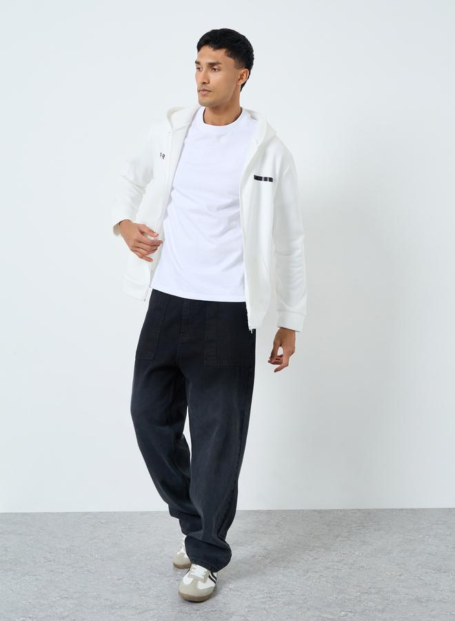 Take Two Men White Zip-Up Inner Fleece Hooded Jacket - Image 2