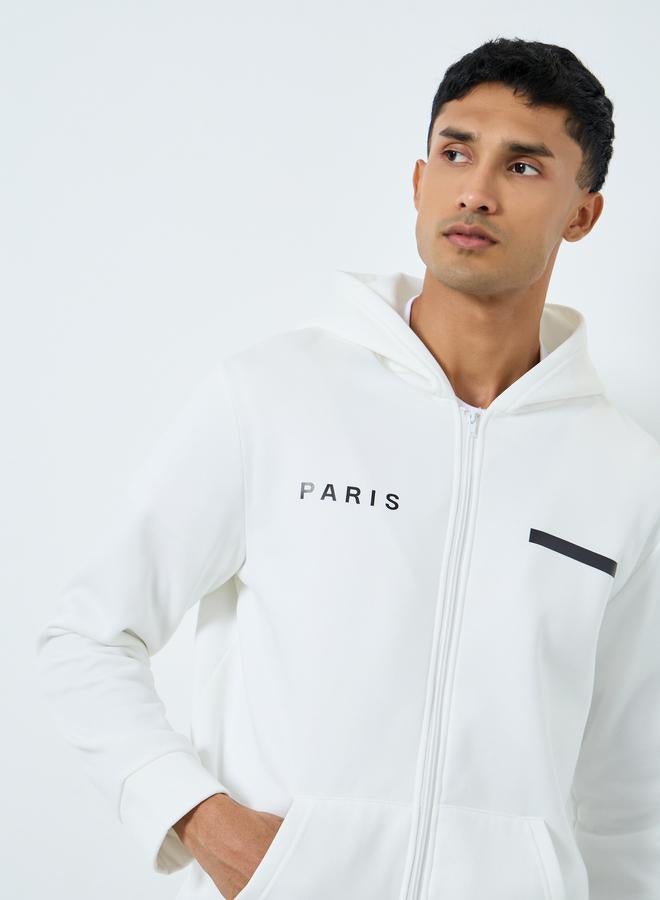 Take Two Men White Zip-Up Inner Fleece Hooded Jacket - Image 1