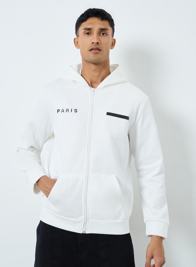 Take Two Men White Zip-Up Inner Fleece Hooded Jacket - Image 4