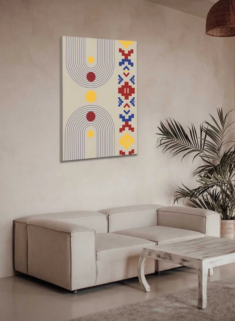 لوحة لوحة كانفاس على إطار خشبي بتصميم مستوحى من الطابع السعودي