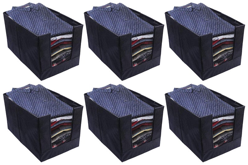 Kuber Industries Non Woven Shirt Stacker Wardrobe Organizer Set, (Black, 6 Pieces, CTKTC031834) - Image 1